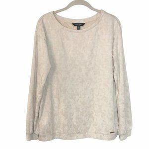Ellen Tracy Long Sleeve Pullover Sweater Top in Cream - Size Medium